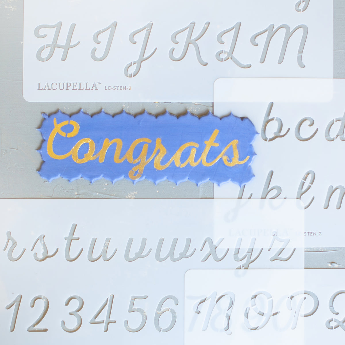 Script Type Calligraphy Alphabet Letter Number Cake Acrylic Stencil 1.5