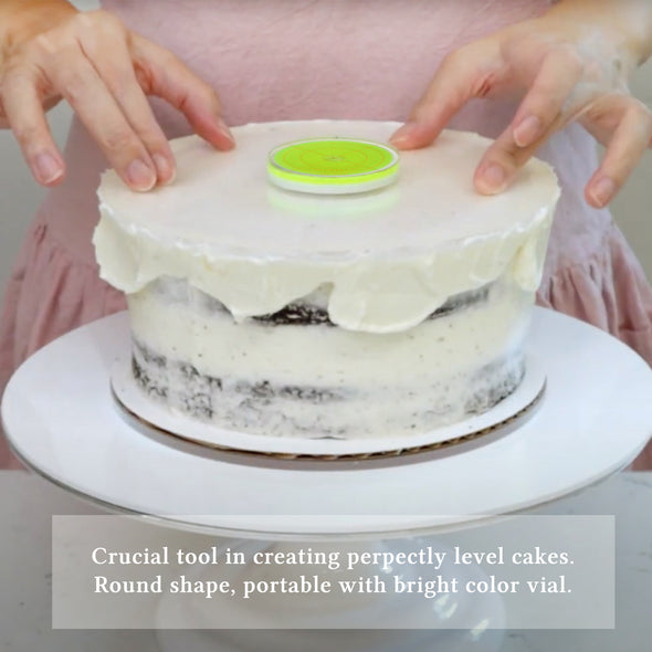 Acrylic Cake Disk Set with 12" Scraper Essential Kit, Round Level and Silicone Grip