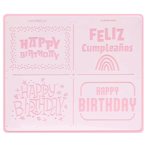 Lacupella Happy Birthday Stencil with Script Serif Collegiate Typewriter Fonts