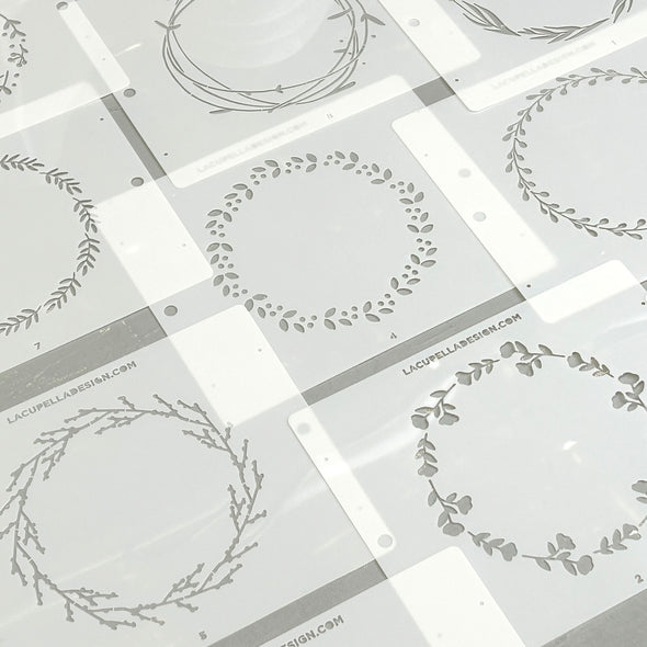 Wreath Cake Stencil Set (10 designs) - UPDATED version