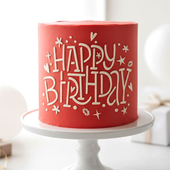 Lacupella Happy Birthday Stencil with Script Serif Collegiate Typewriter Fonts