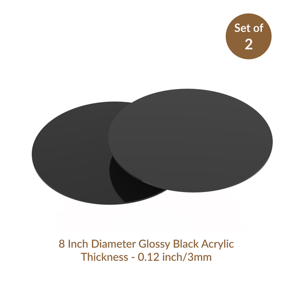 Black Glossy Acrylic Round Disk Set of 2-1/8 or 0.12" thick for Cake Serving and Reusable Cake Board