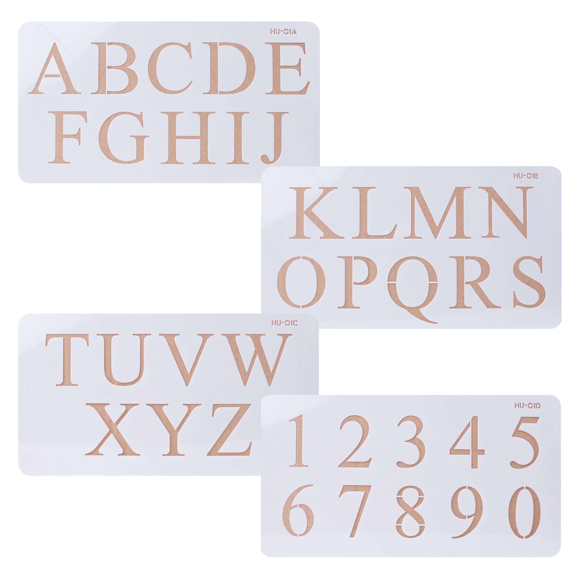 Cake Alphabet Acrylic Stencils 2 inch Times New Roman Set of 4