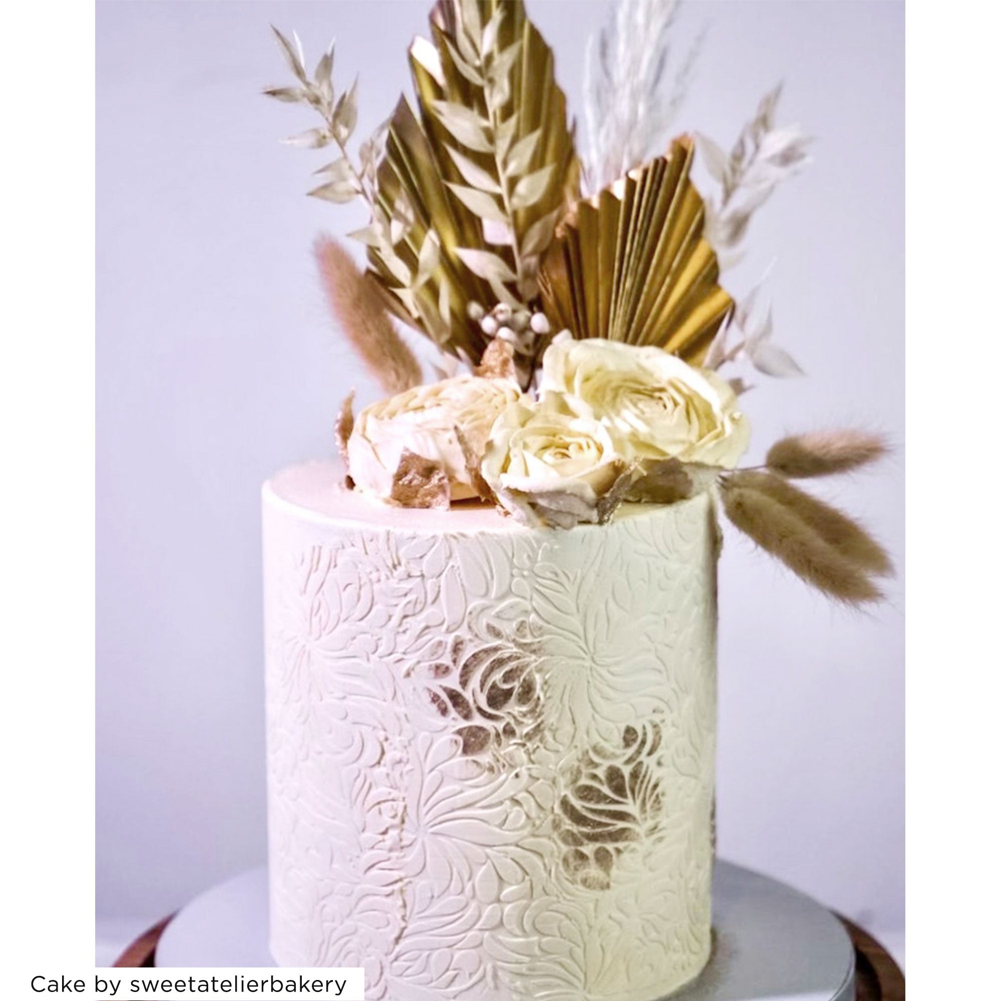 Encanto Inspired Flowers & Stencil Cake Design