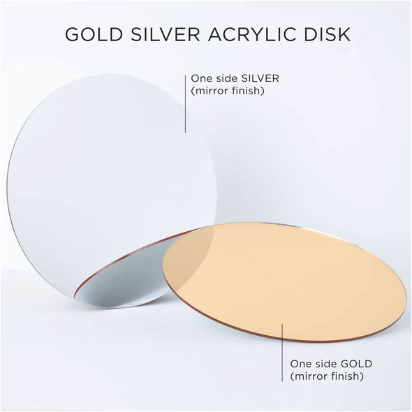 Lacupella Double Sided Gold Silver Acrylic Cake Board - 10" diameter - Reusable