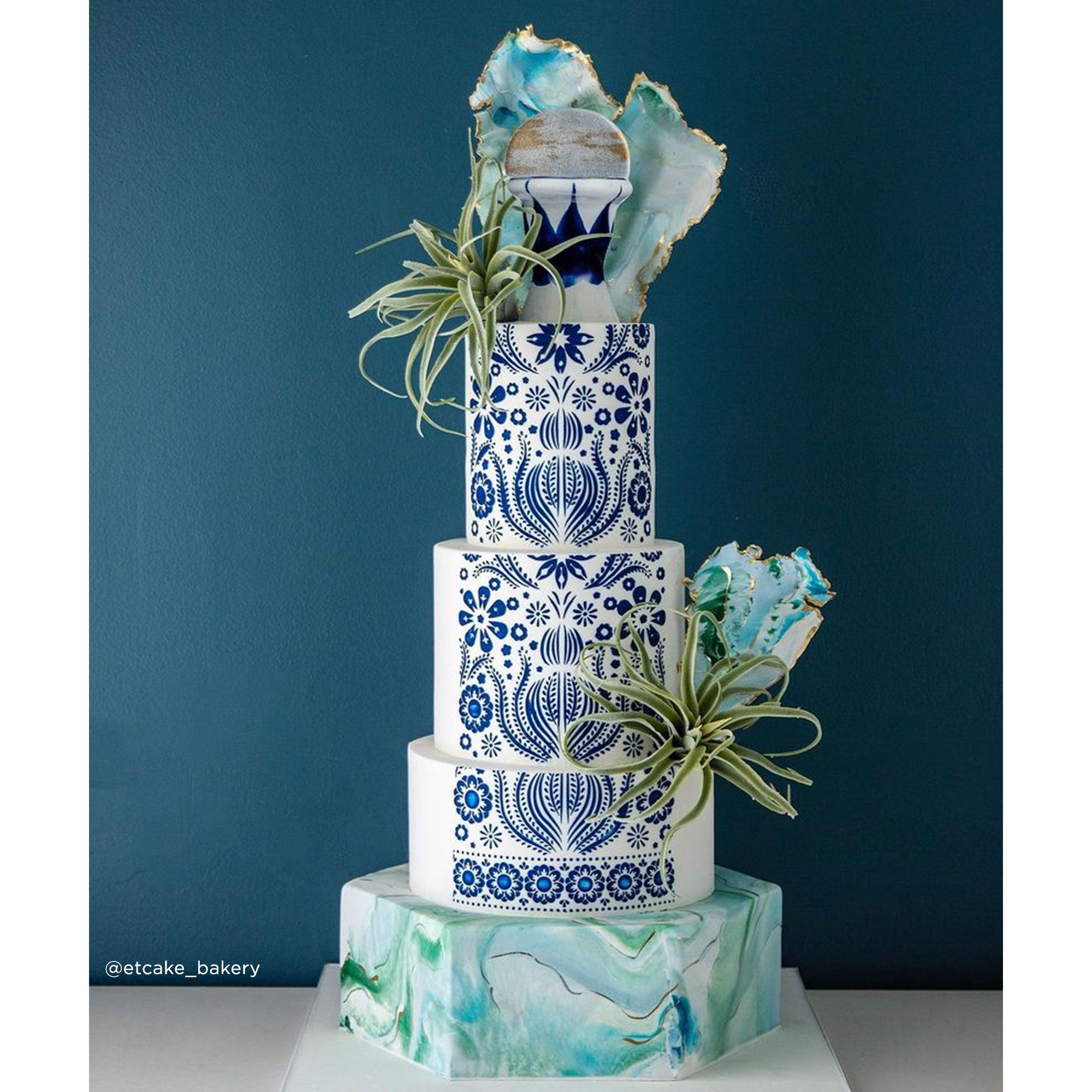 JEM SB2 Bordo Margherite e Puntini Stencil per Cake Design, Blu JEM SB2 Bordo Margherite e Puntini Stencil per Cake Design, Blu